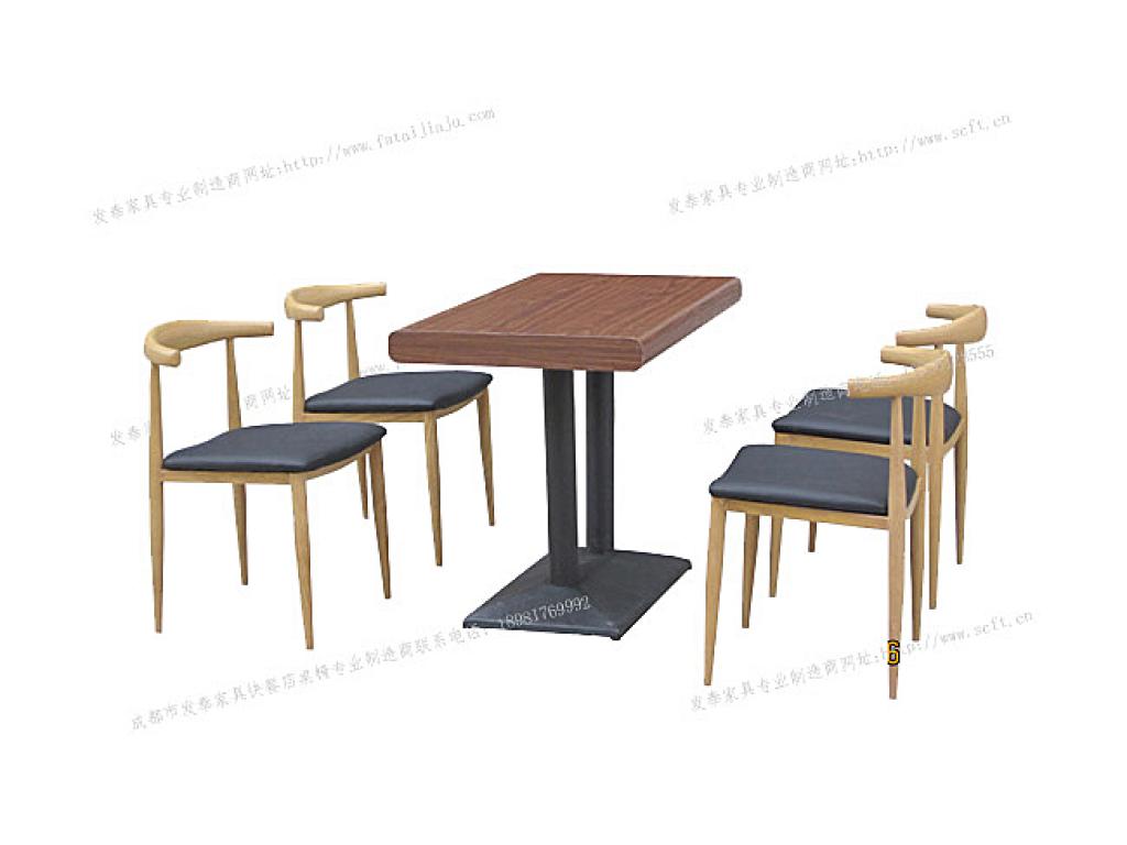 新都快餐桌椅汉堡店桌椅餐厅桌椅食堂餐桌椅四人分体快餐桌椅ft4-076