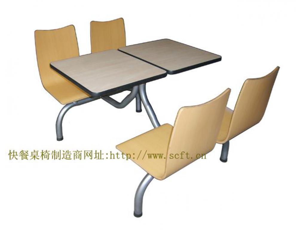 快餐桌椅肯德基餐桌食堂不锈钢连体餐桌椅汉堡店四人位桌椅组合四人连体快餐桌椅ft4-023