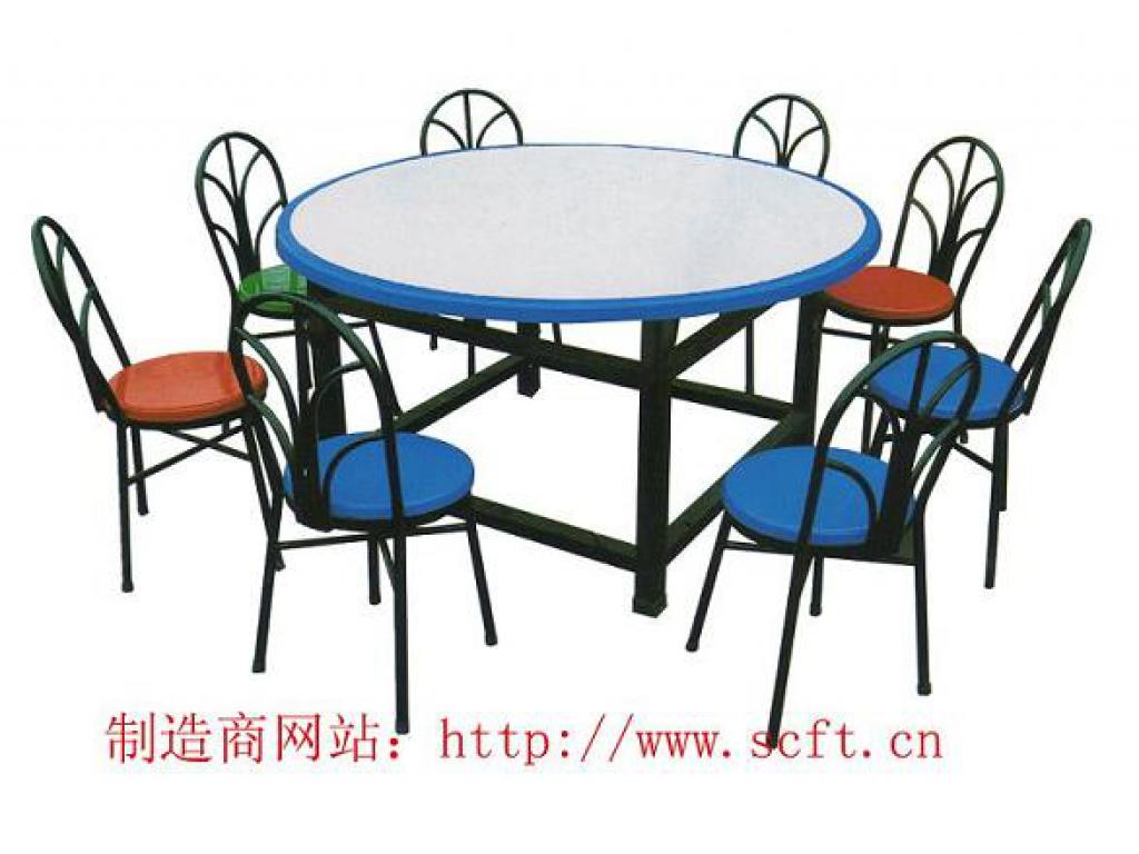 八人分体快餐桌椅玻璃钢食堂餐厅桌椅分体连体 ft8-001