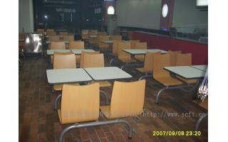 肯德基小吃汉堡店员工学生四人食堂连体快餐桌椅组合四人连体快餐桌椅ft4-012