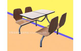 快餐桌椅肯德基餐桌食堂不锈钢连体餐桌椅汉堡店四人位桌椅组合四人连快快餐桌椅ft4-024