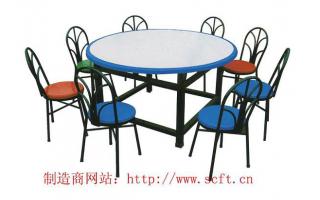 八人分体快餐桌椅玻璃钢食堂餐厅桌椅分体连体 ft8-001