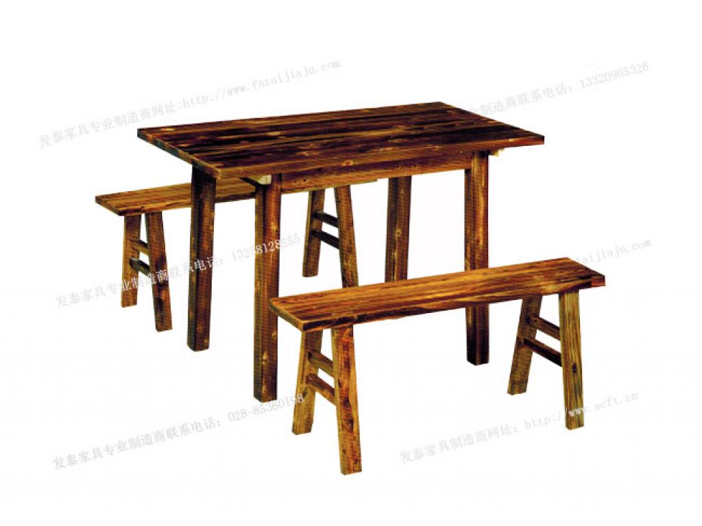 实木火锅桌椅组合煤气灶电磁炉复古火锅桌椅 农家火锅店餐桌 