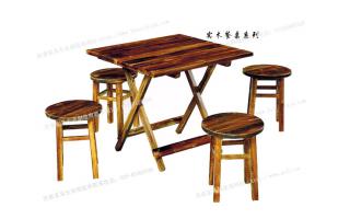 炭烧桌子实木桌加厚火锅餐桌椅圆餐桌杉木桌火烧餐桌实木餐台
