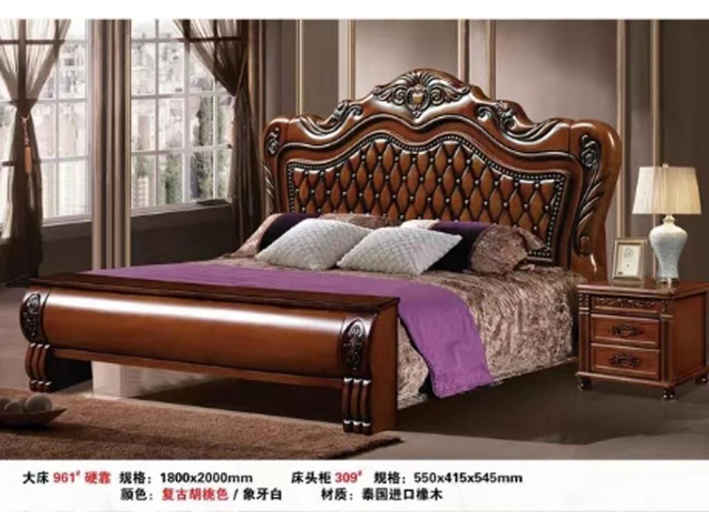 家具 床 实木床 新都卧室床双人美式床卧室简约家具单人床婚床