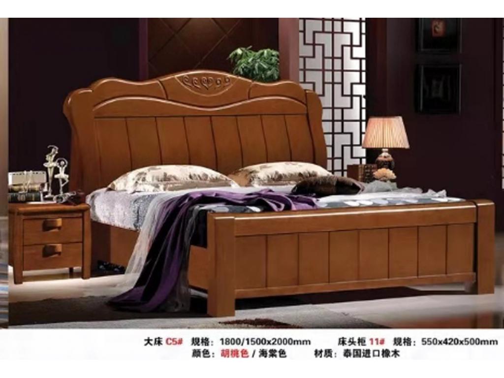 新都卧室床木床 实木床 现代中式实木床米双人床大床 实木家具