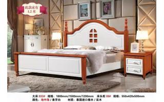 简约美式床实木1.5米双人床白色1.8米床婚床公主床家具