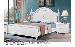 实木床双人床主卧现代简约美式床成人床1.5米床1.8m白色