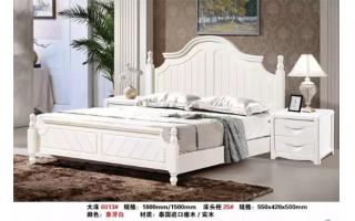 实木床白色婚床现代简约主卧欧式双人床1.8米北欧床