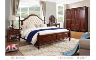卧室床实木床 软靠现代美式实木床双人床大床 橡木实木家具