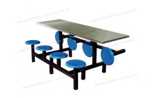 食堂连体餐桌椅学生食堂餐桌凳不锈钢桌面八人连体快餐桌椅ft8-014