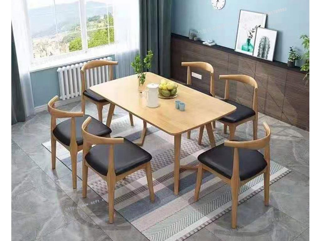 长方形小户型简约现代中式家用吃饭桌橡胶木餐厅长方桌西式餐桌西餐桌ftsmczy-040