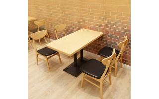 实木餐椅配钢木餐桌中式快餐店桌椅奶茶店桌椅咖啡店桌椅ftsmczy-052