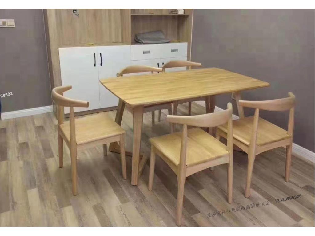 实木餐桌椅实木六角椅用于汉堡店桌椅中式快餐店桌椅ftsmczy-059