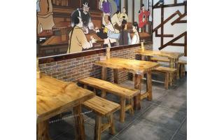 原木餐厅桌椅仿古实木餐厅桌凳原木餐桌凳实木整料开的餐桌椅ftsmczy-072
